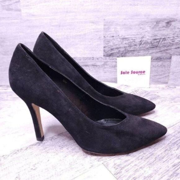 Vaneli Suede Pointed Toe Stiletto Dress Pump Black Women's sz 10 - Picture 1 of 8